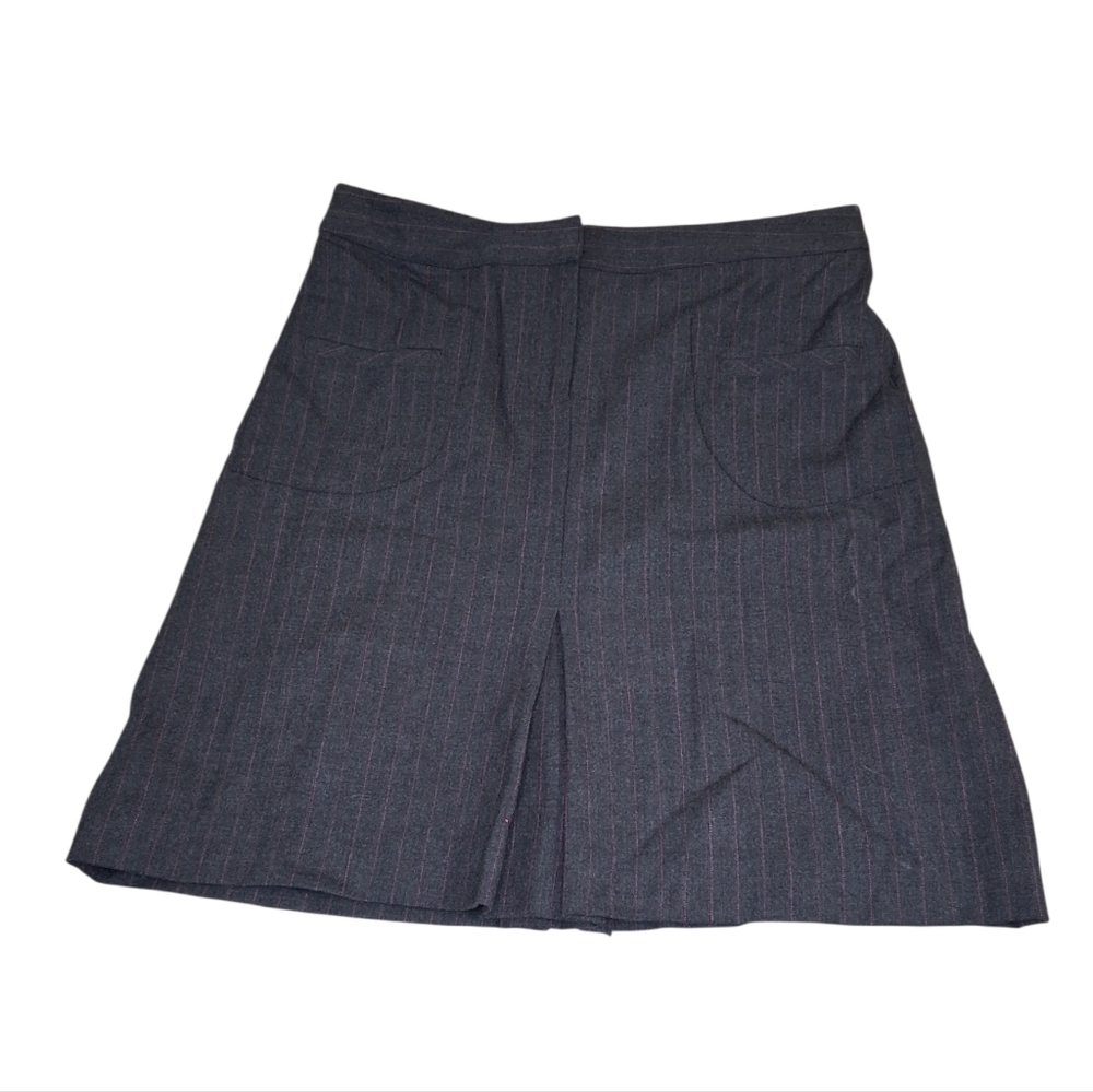 Lilly Pulitzer Pinstripe Charcoal Gray And Pink Women's Wool Skirt Size 6